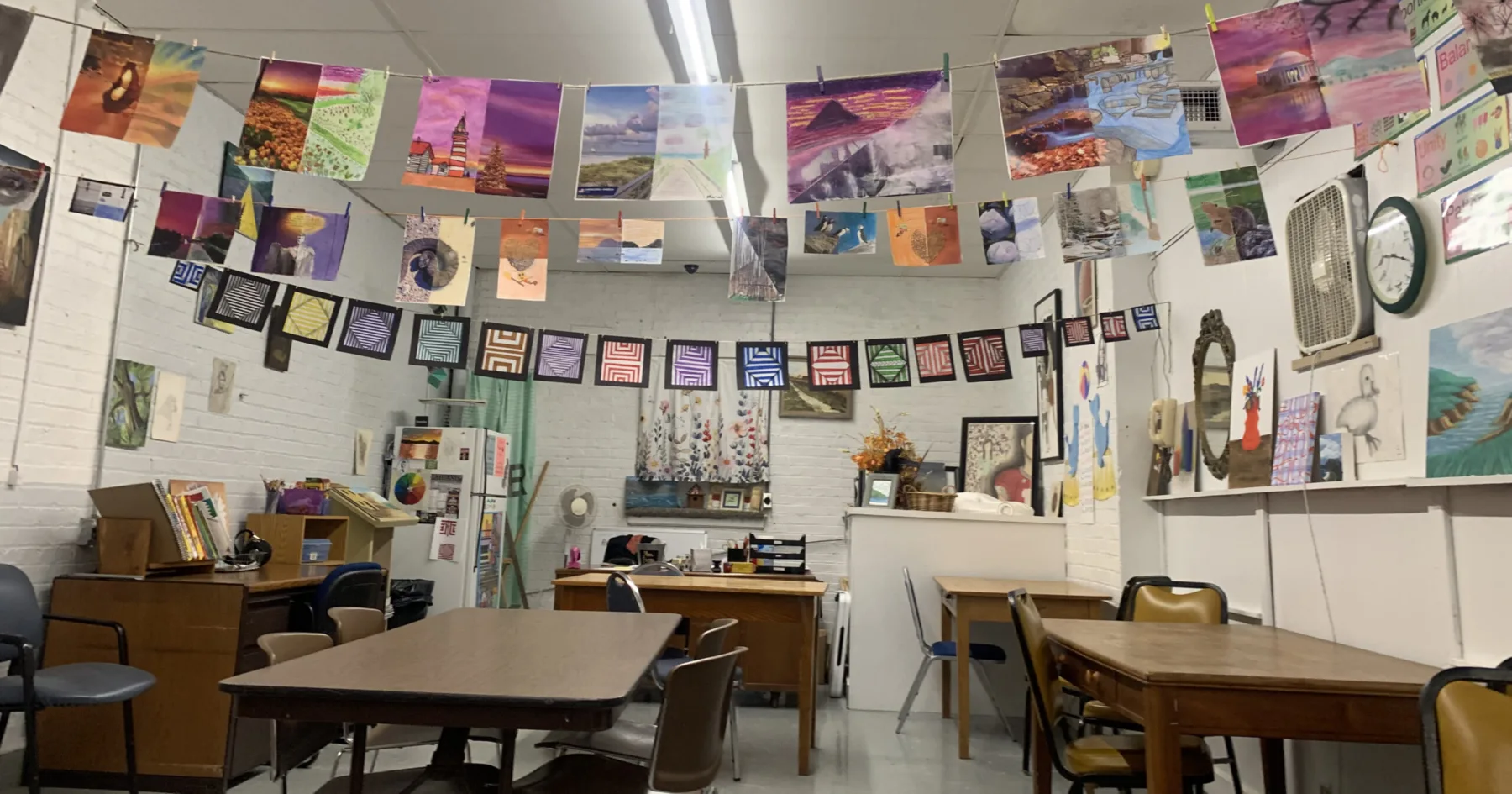 In its many years of use, different rooms have been used for many different functions.  This space above the auditorium is now in bloom as the school’s art room.  Photo Credit: Melissa Payne | The Walker School Building