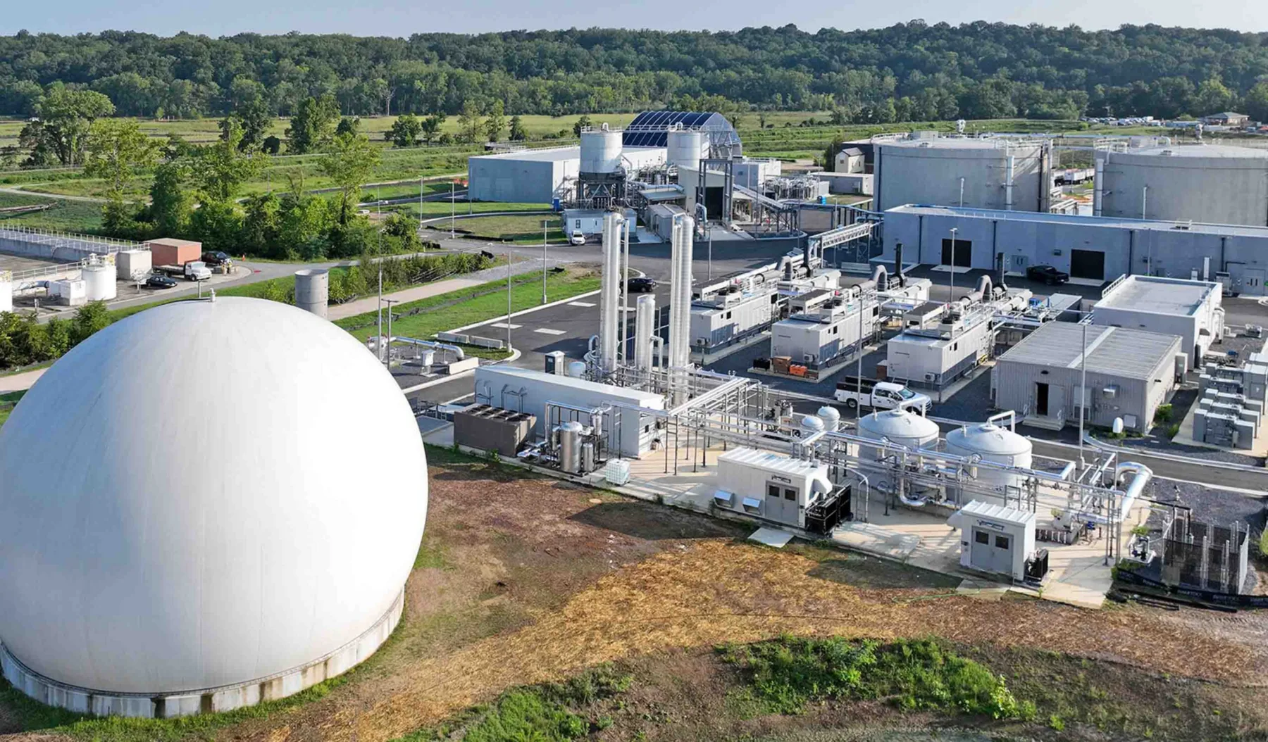 The facility with a variety of buildings and equipment | PC Construction, Stantec, and Hazen and Sawyer complete WSSC Water’s $271M Piscataway Bioenergy Facility