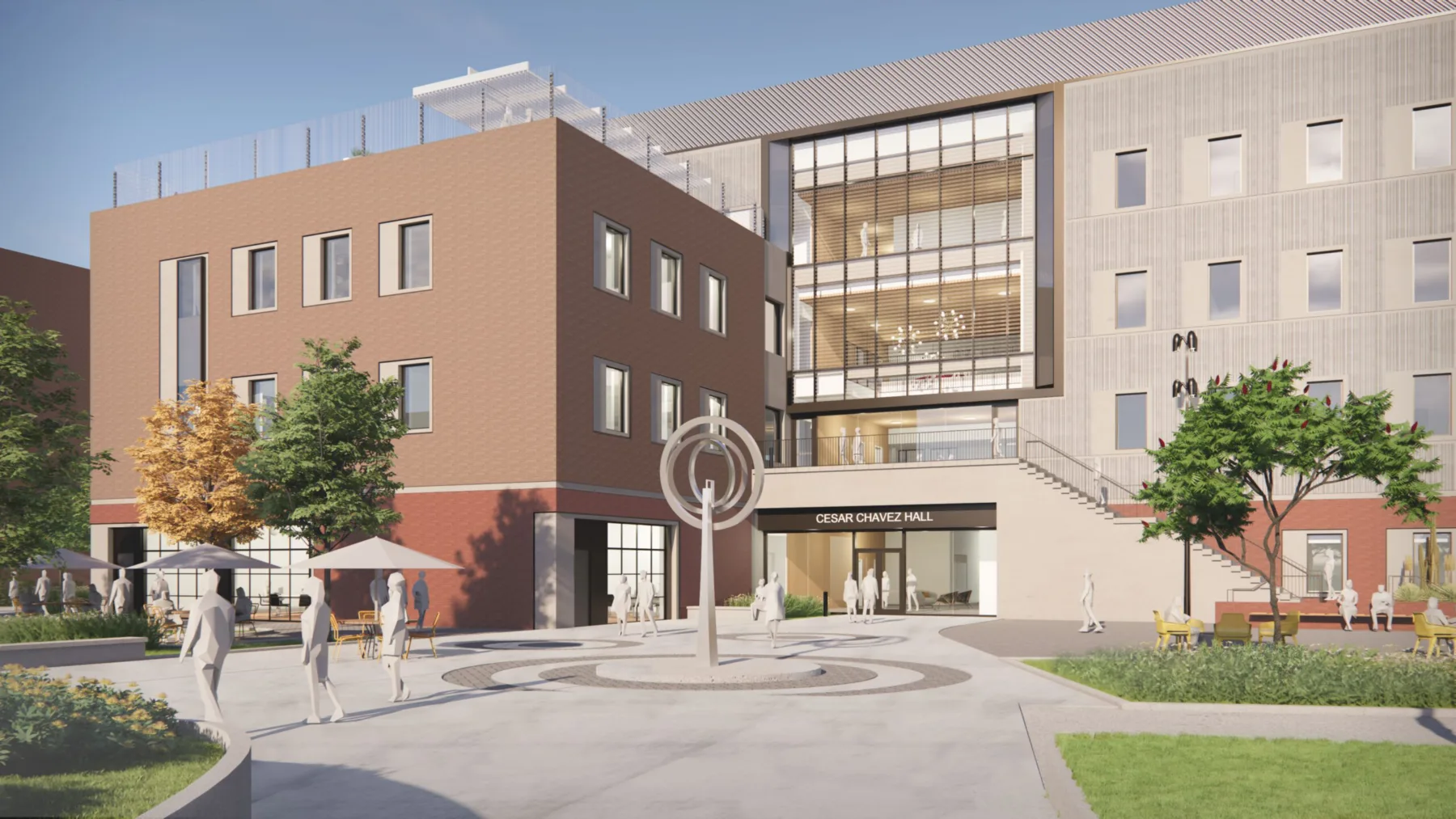 Central Quad. Photo Credit: Steinberg Hart. | MCCARTHY BUILDING COMPANIES BREAKS GROUND ON $72M SUSTAINABLE ADMINISTRATION & WORKFORCE BUILDING AT LOS ANGELES CITY COLLEGE