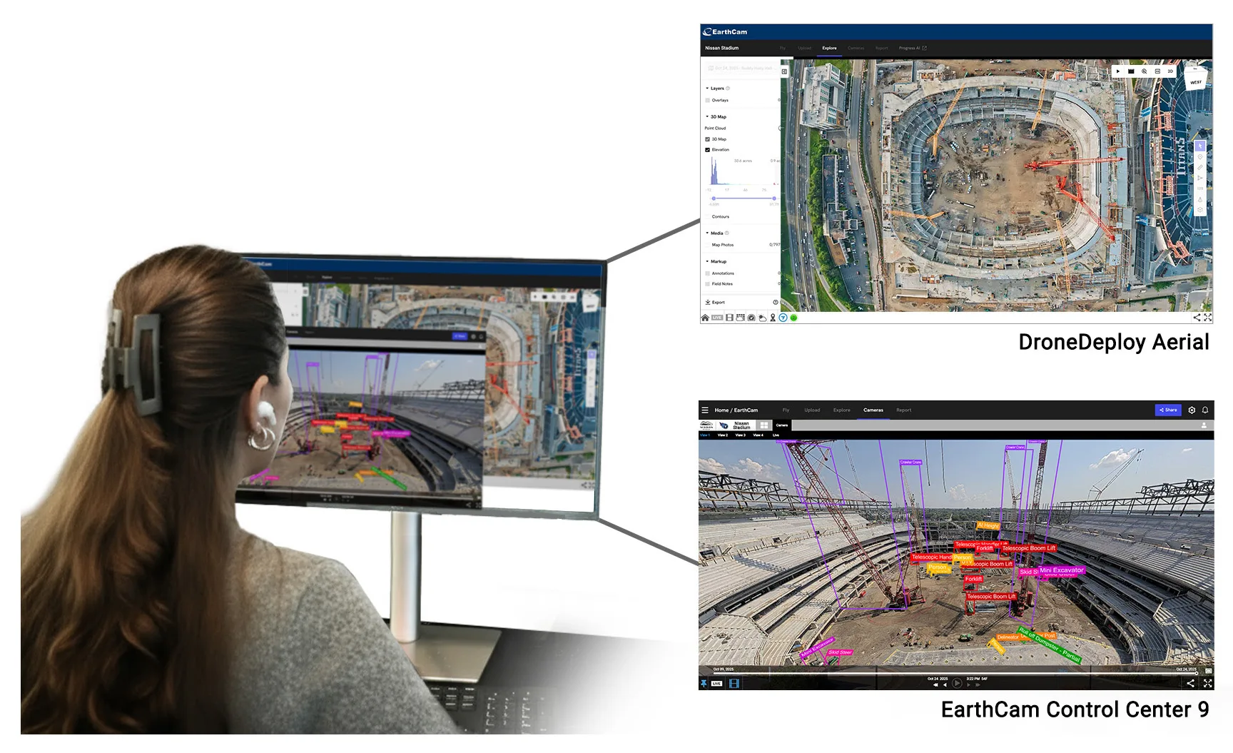 Seamless two-way data sharing between EarthCam and DroneDeploy enables complete jobsite visibility.  | EarthCam and DroneDeploy Announce Unified Live Reality Capture Integration for Construction Projects