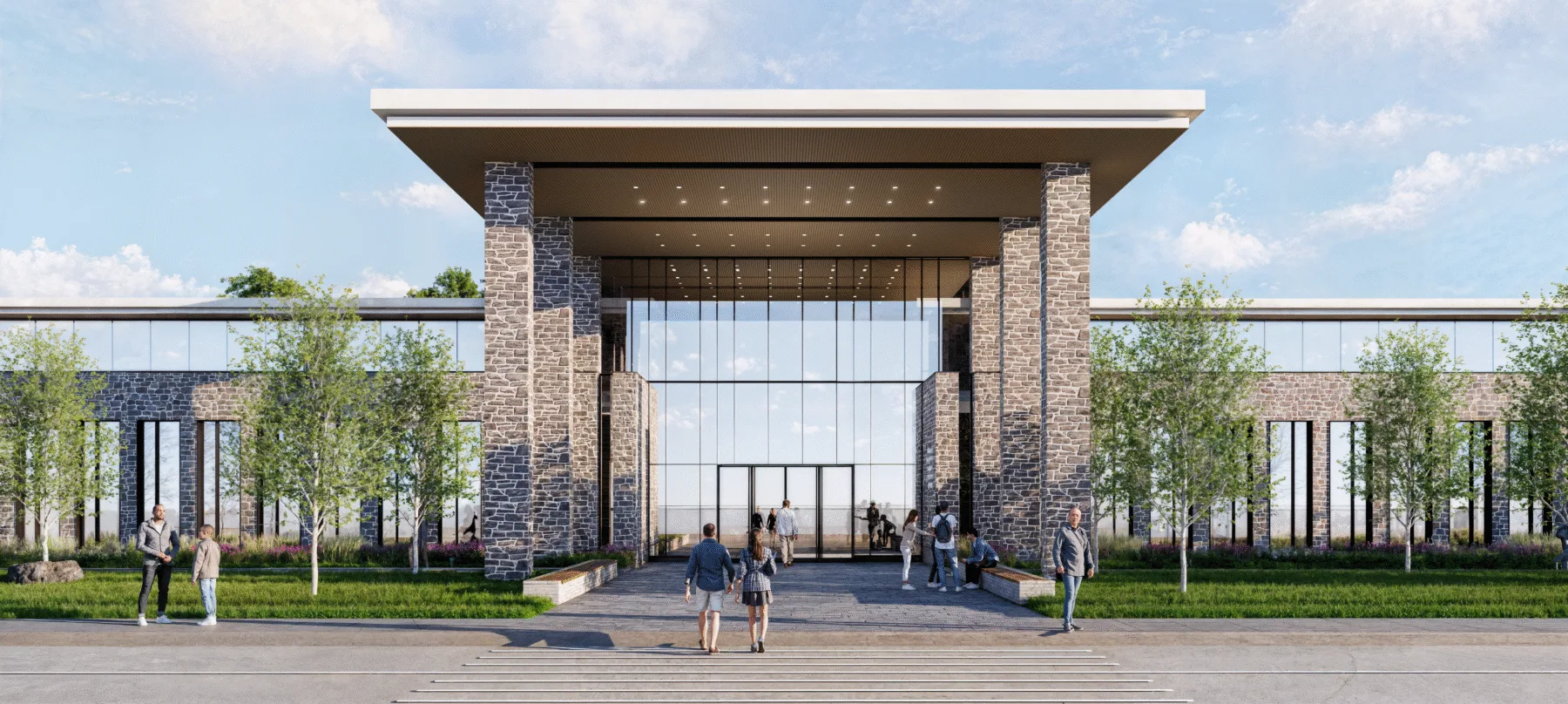 Public Entryway to New Women's Correctional Facility in Chesterfield Township, New Jersey. Photo courtesy of Skanska. | Skanska Integrated Solutions Breaks Ground on Correctional Facility for Women in Chesterfield Township, New Jersey 