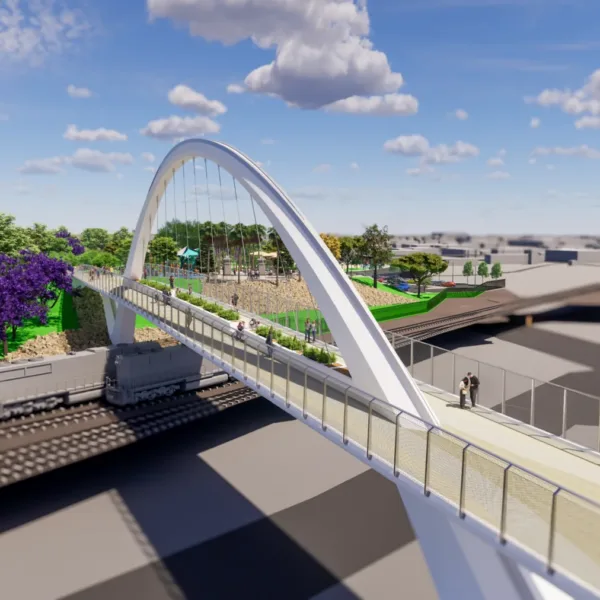 Photo courtesy of Skanska. | Skanska Awarded $102M Contract for Port of Los Angeles Avalon Pedestrian Bridge and Promenade Gateway Project in Los Angeles, CA